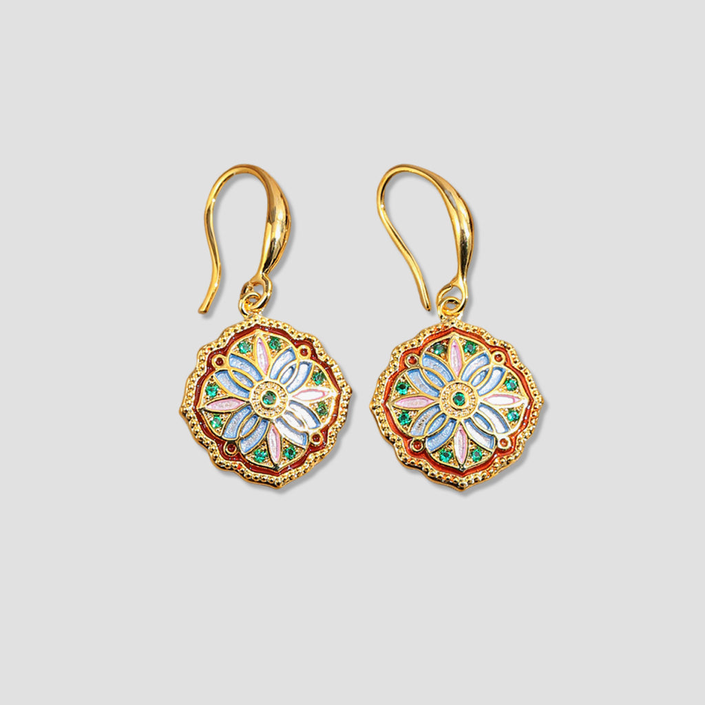 Monet's Garden Vintage Floral Enamel Earrings – Inspired by Nature's Elegance