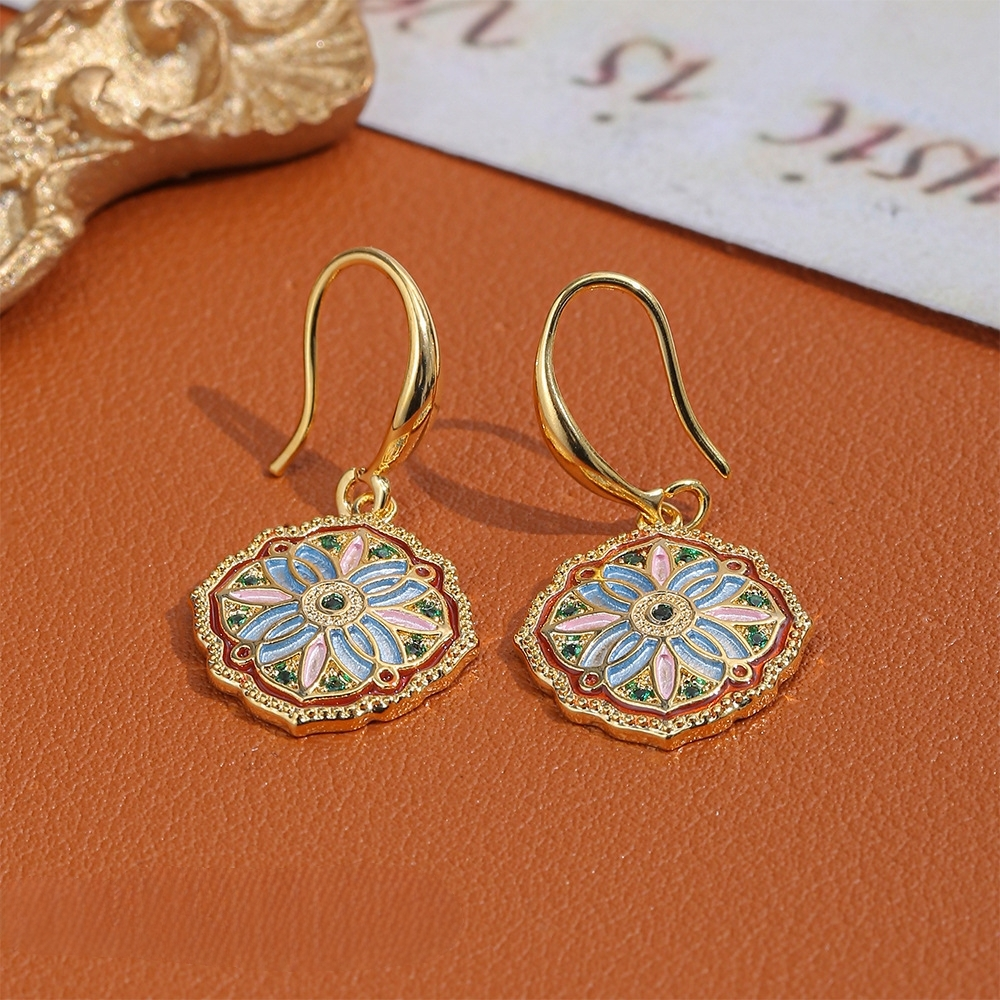 Monet's Garden Vintage Floral Enamel Earrings – Inspired by Nature's Elegance
