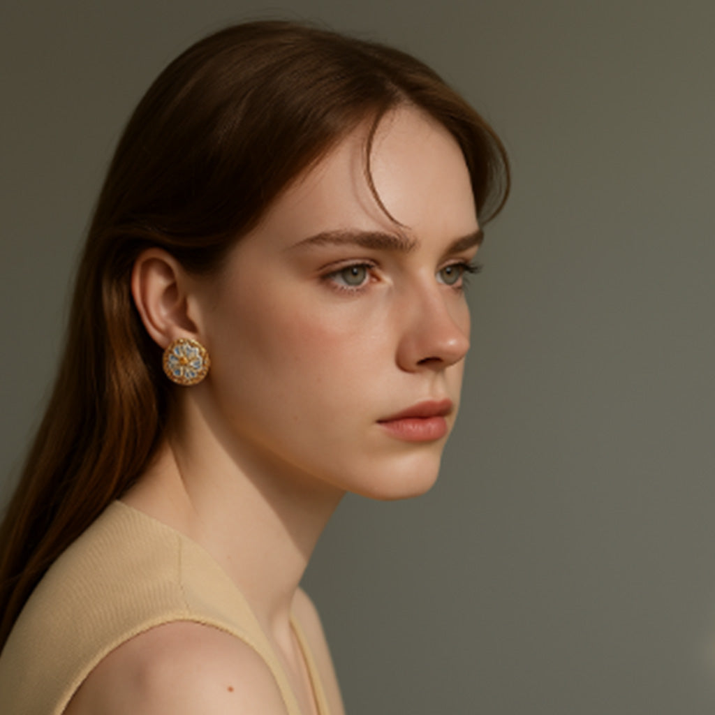 Monet's Garden Vintage Floral Enamel Earrings – Inspired by Nature's Elegance