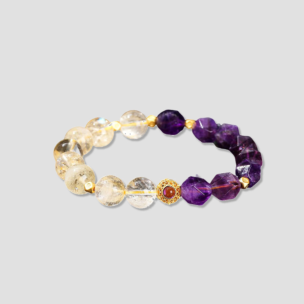 3A Natural Citrine and Amethyst Rhombus Beads Bracelet