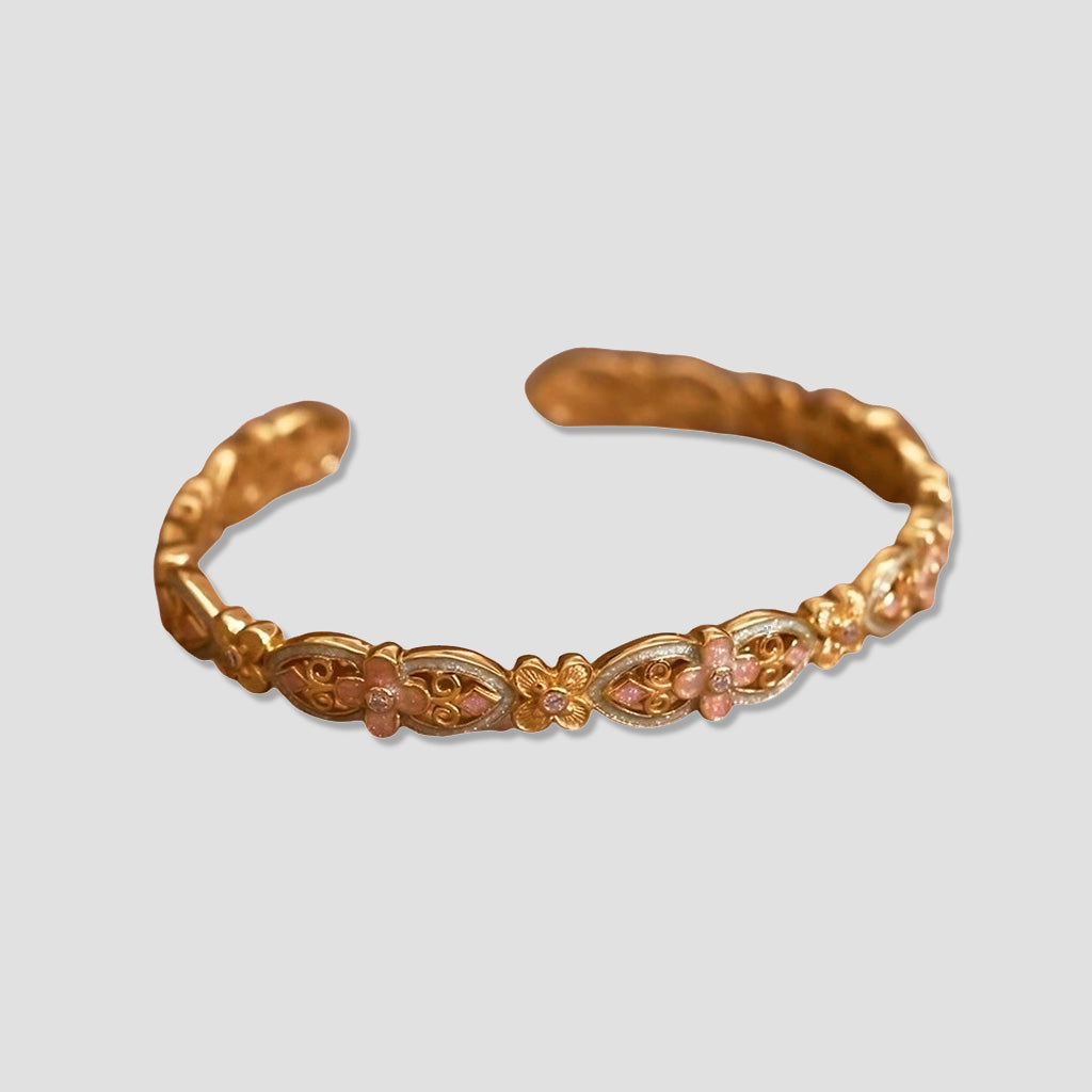 Enamel Floral Gold-Plated Bracelet