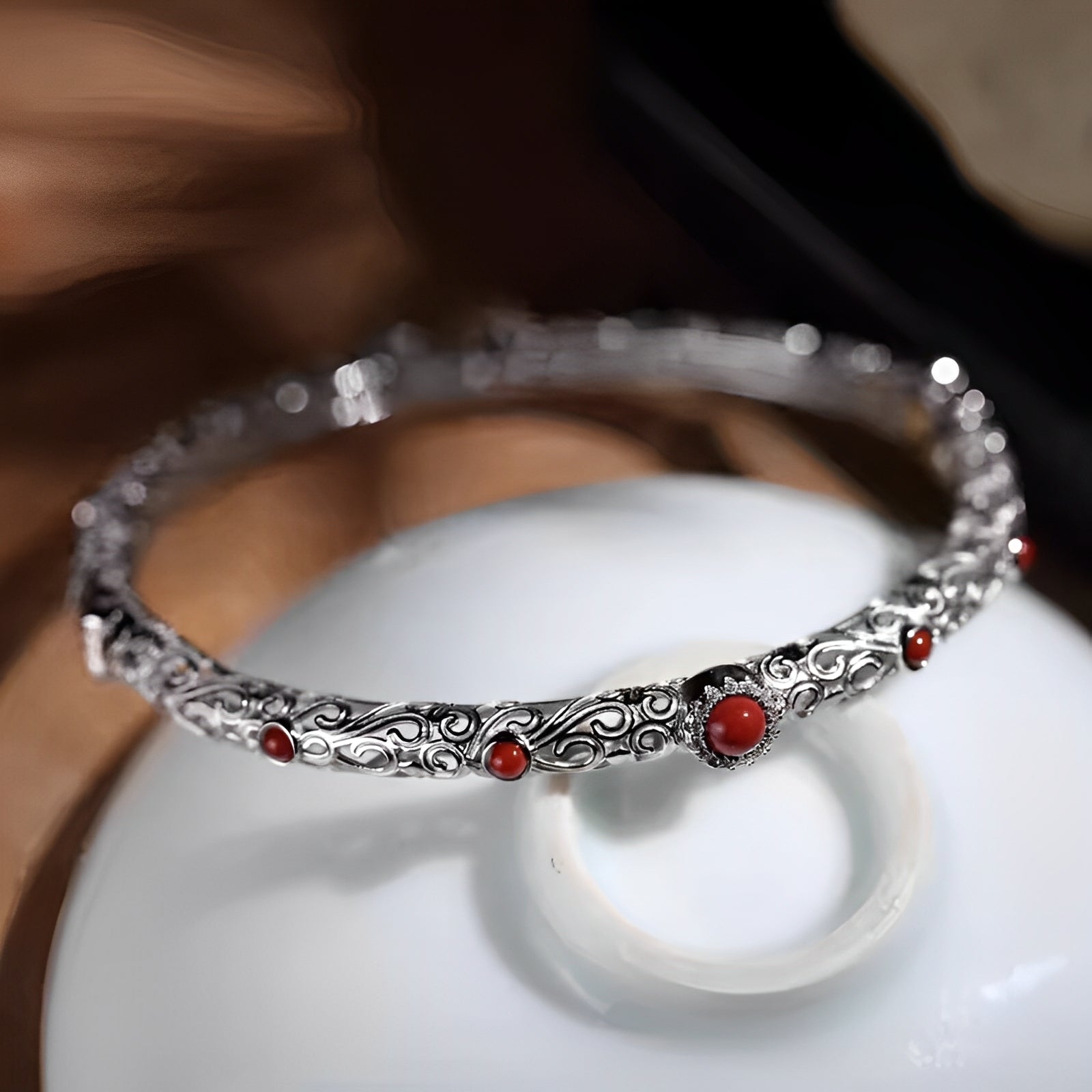 Ancient Hollow Silver Guardian Bracelet
