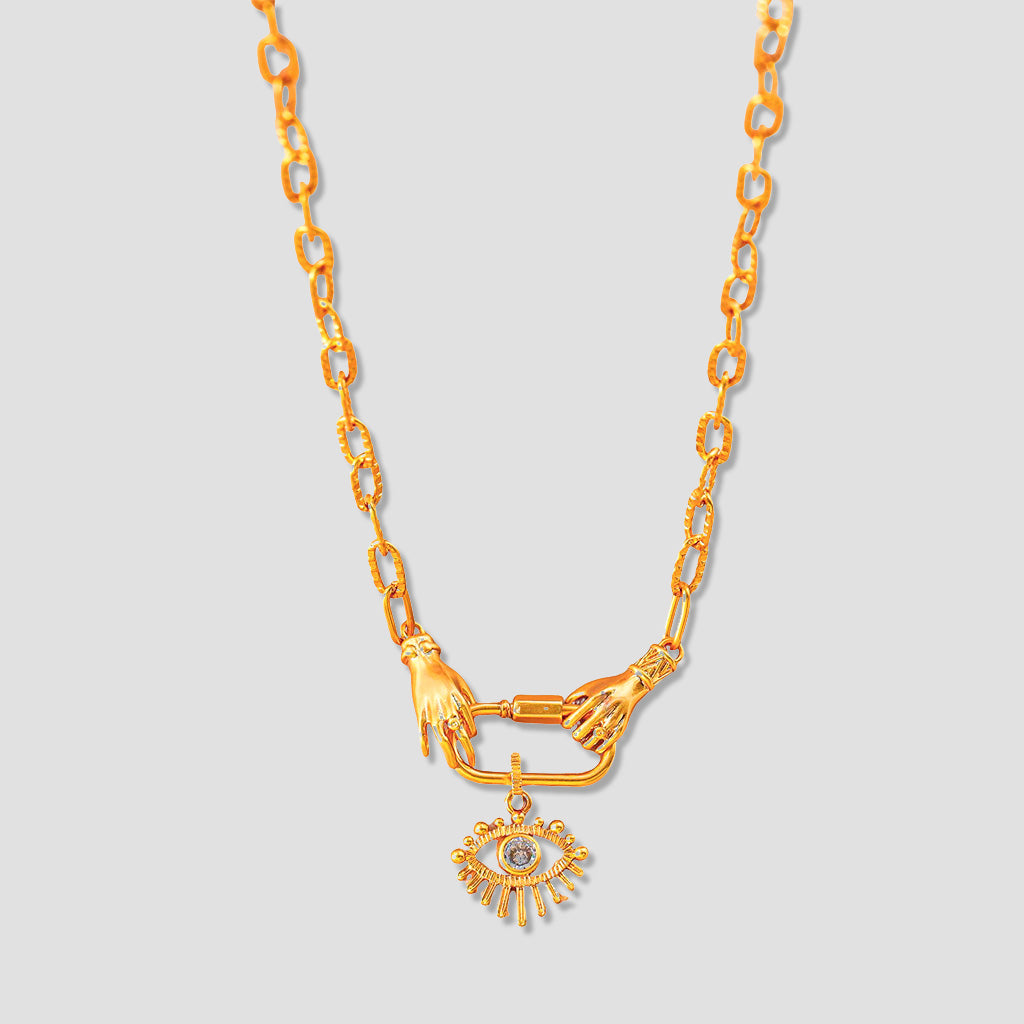 Evil Eye Guardian Clavicle Necklace with Zircon Inlay