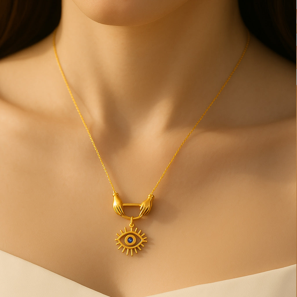 Evil Eye Guardian Clavicle Necklace with Zircon Inlay