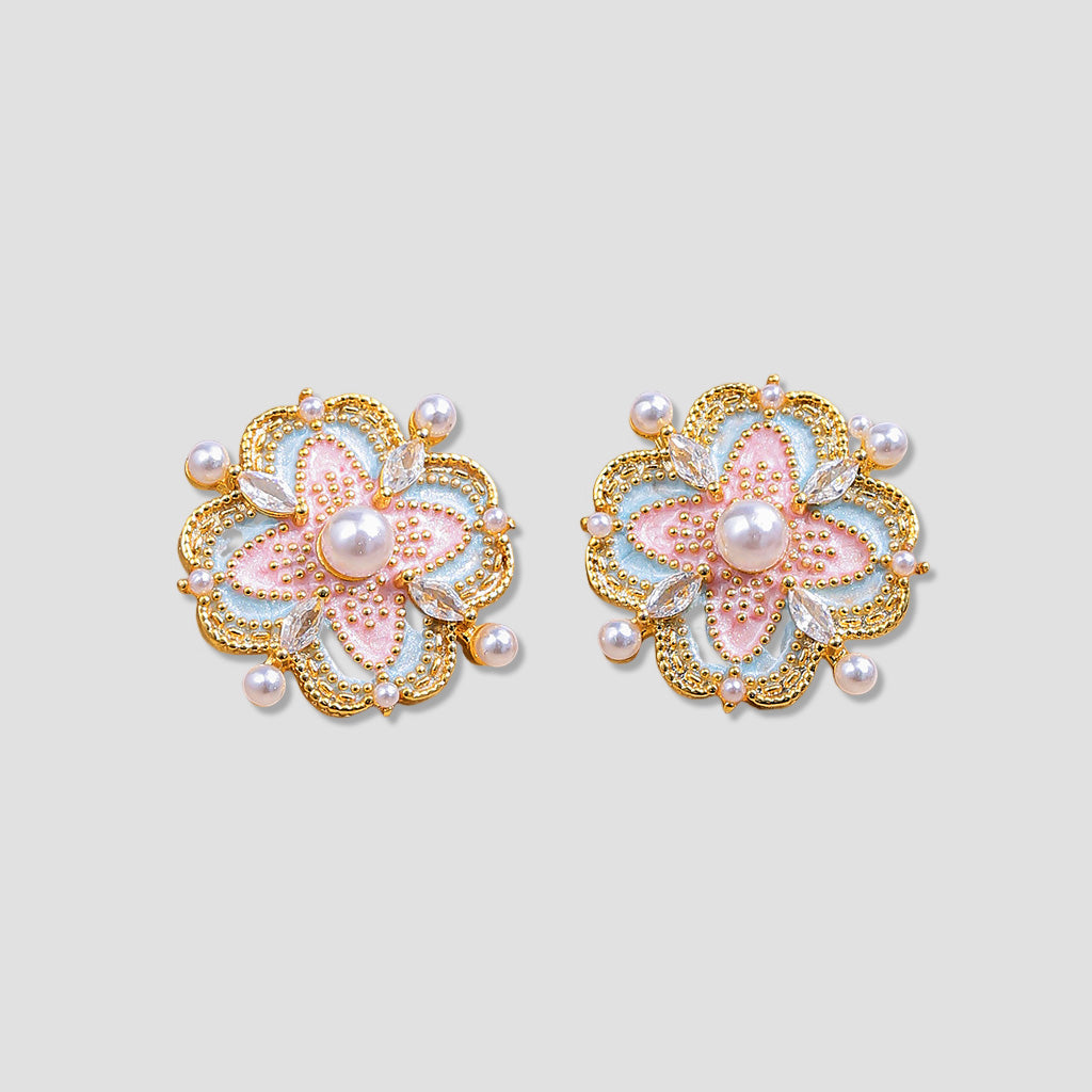 Impressionist Floral Earrings – Enamel Elegance and Monet’s Colorful Harmony