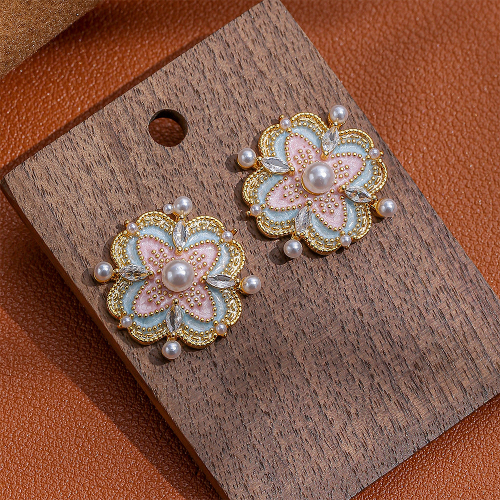 Impressionist Floral Earrings – Enamel Elegance and Monet’s Colorful Harmony