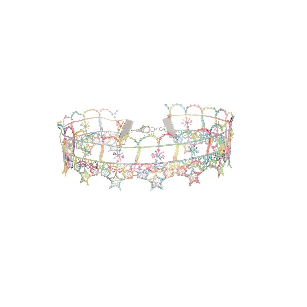 Monet’s Starry Floral Choker – A Rainbow of Pastels in Impressionist Lace