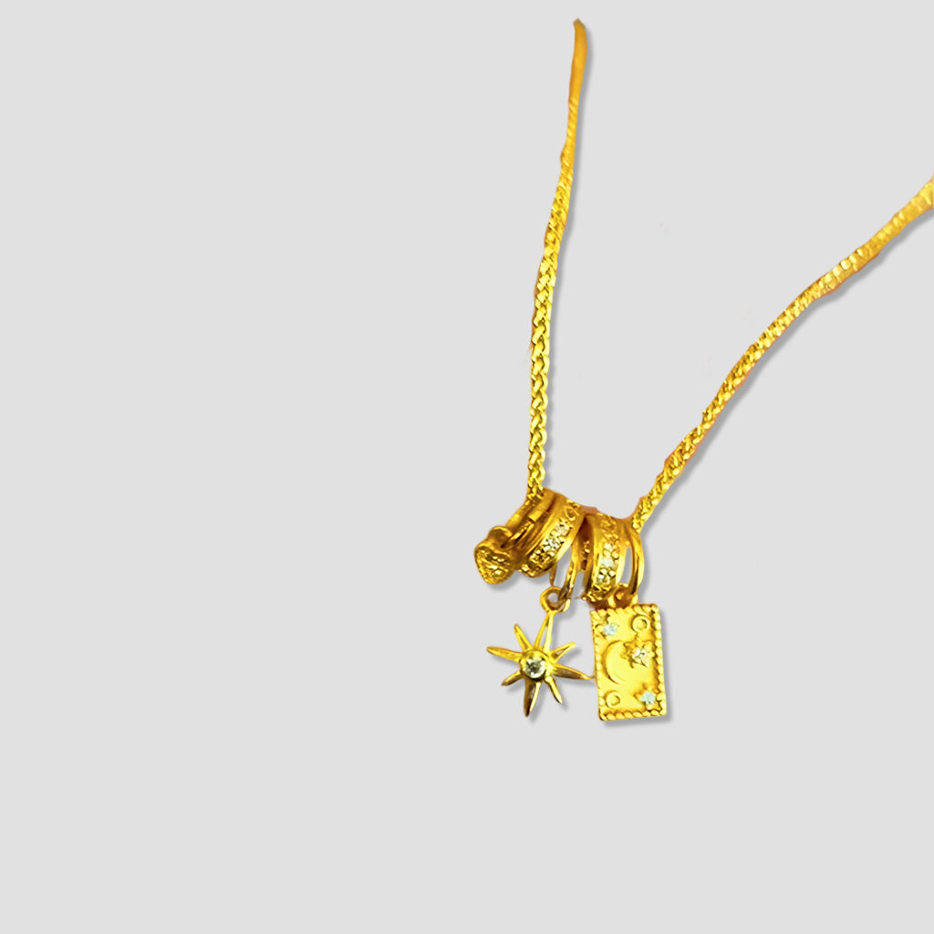 Celestial Fortune Necklace – Tarot, Stars, and Moon Symbolism