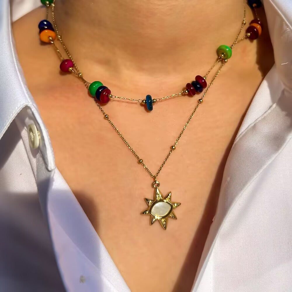 Solar Embrace Necklace – Sun, Energy, and Vibrant Protection