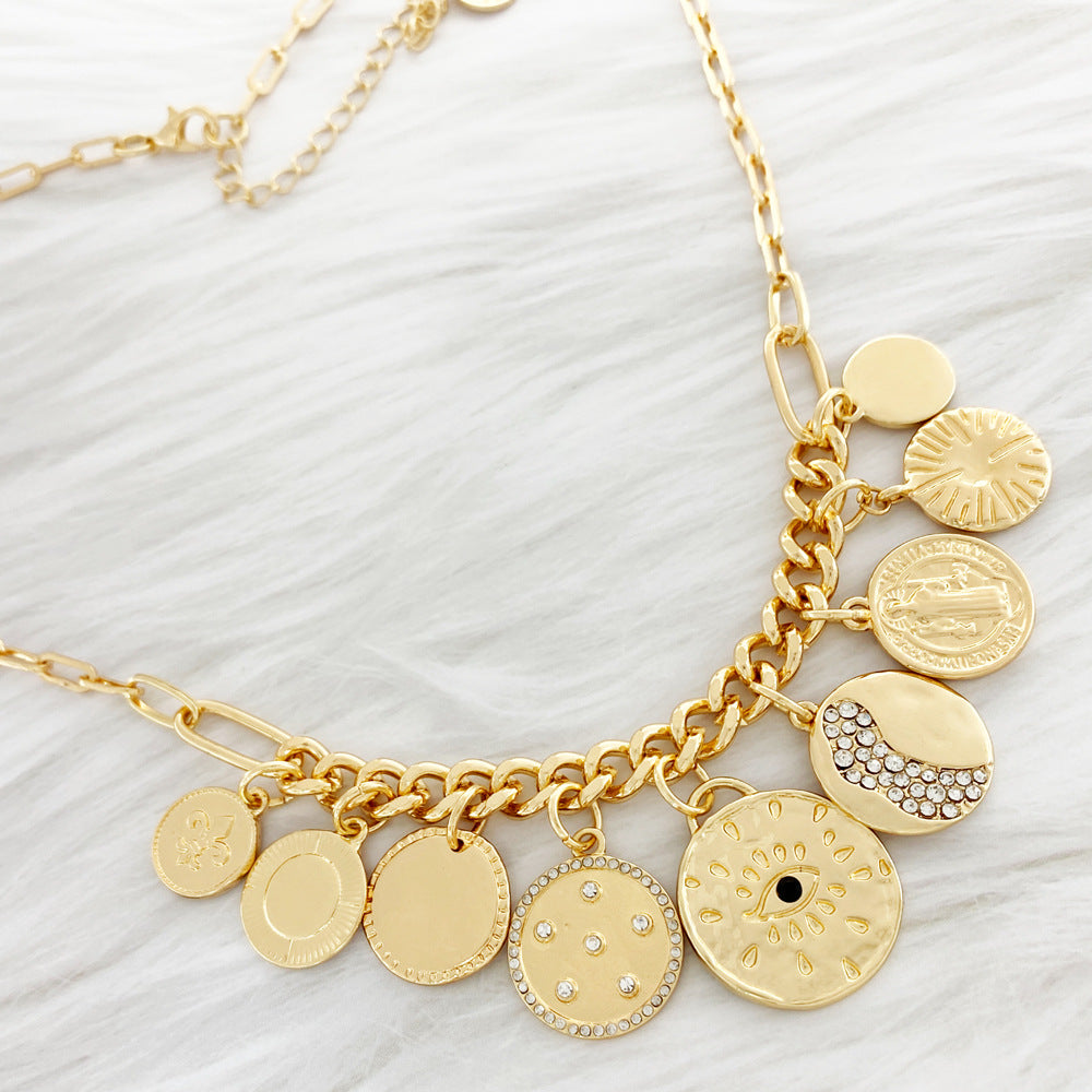 Cosmic Harmony Charm Necklace – Divine Symbols of Protection, Balance, and Destiny