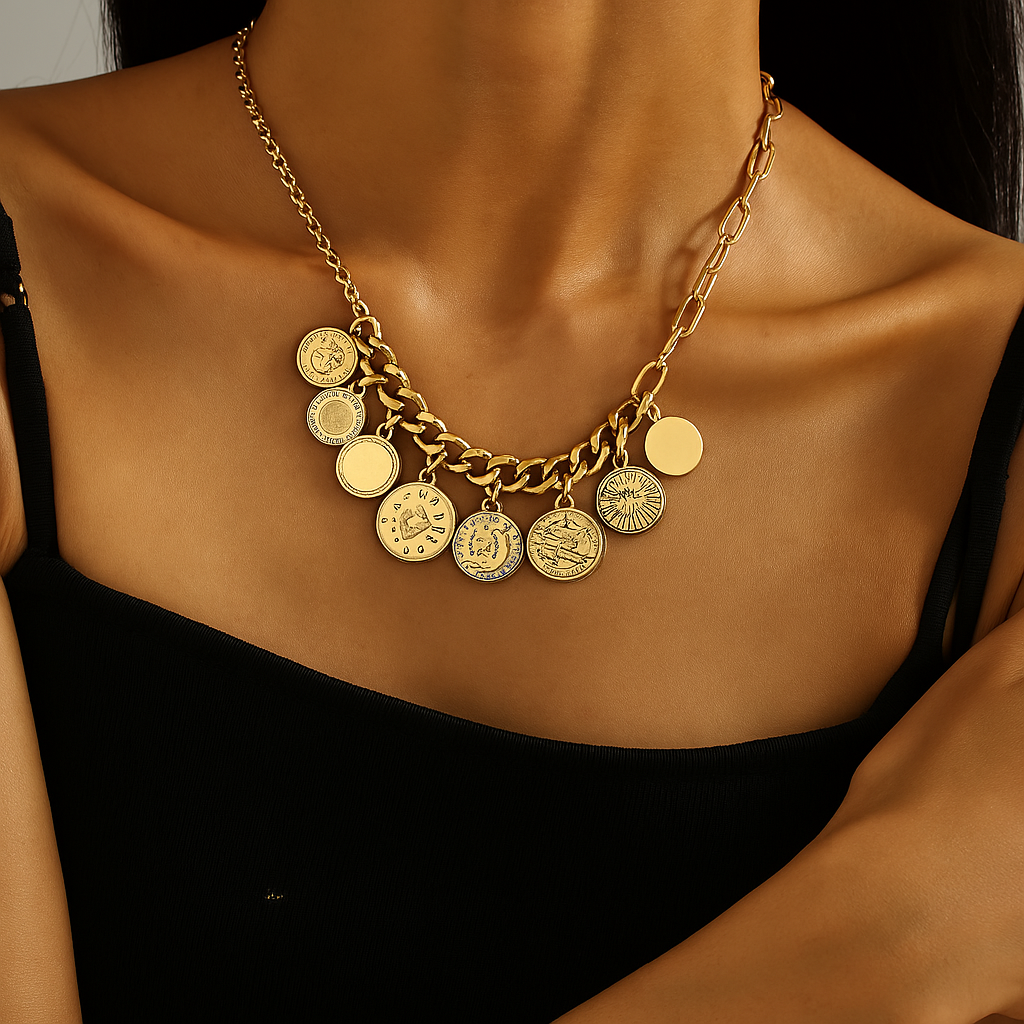 Cosmic Harmony Charm Necklace – Divine Symbols of Protection, Balance, and Destiny