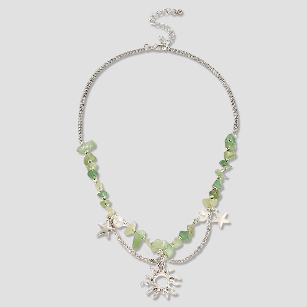Boho Chic Aventurine Sun & Star Necklace