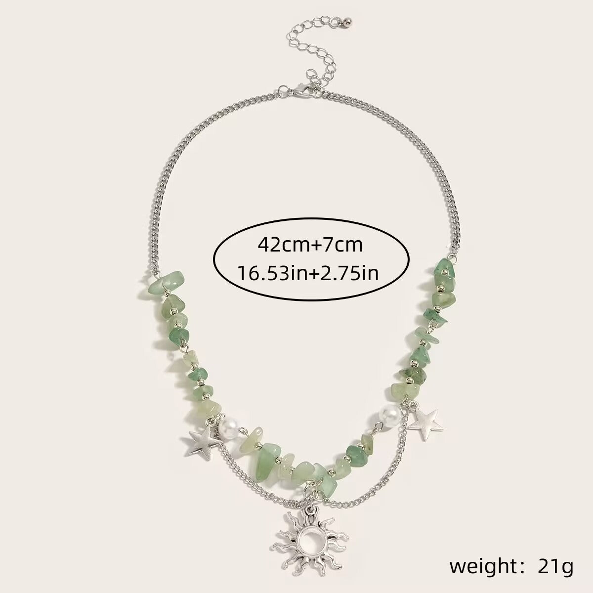 Boho Chic Aventurine Sun & Star Necklace