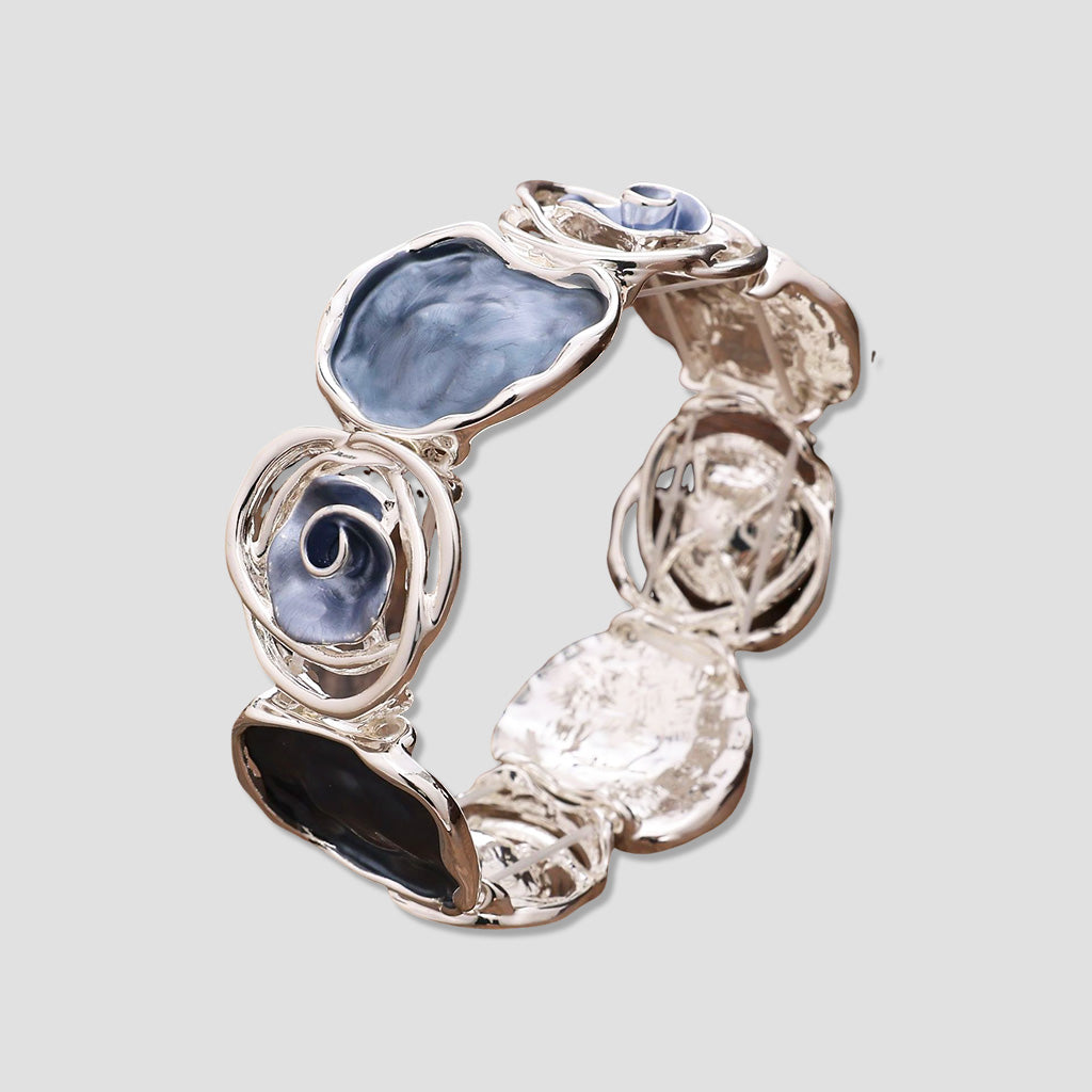 Monet-Inspired Silver and Resin Abstract Bracelet
