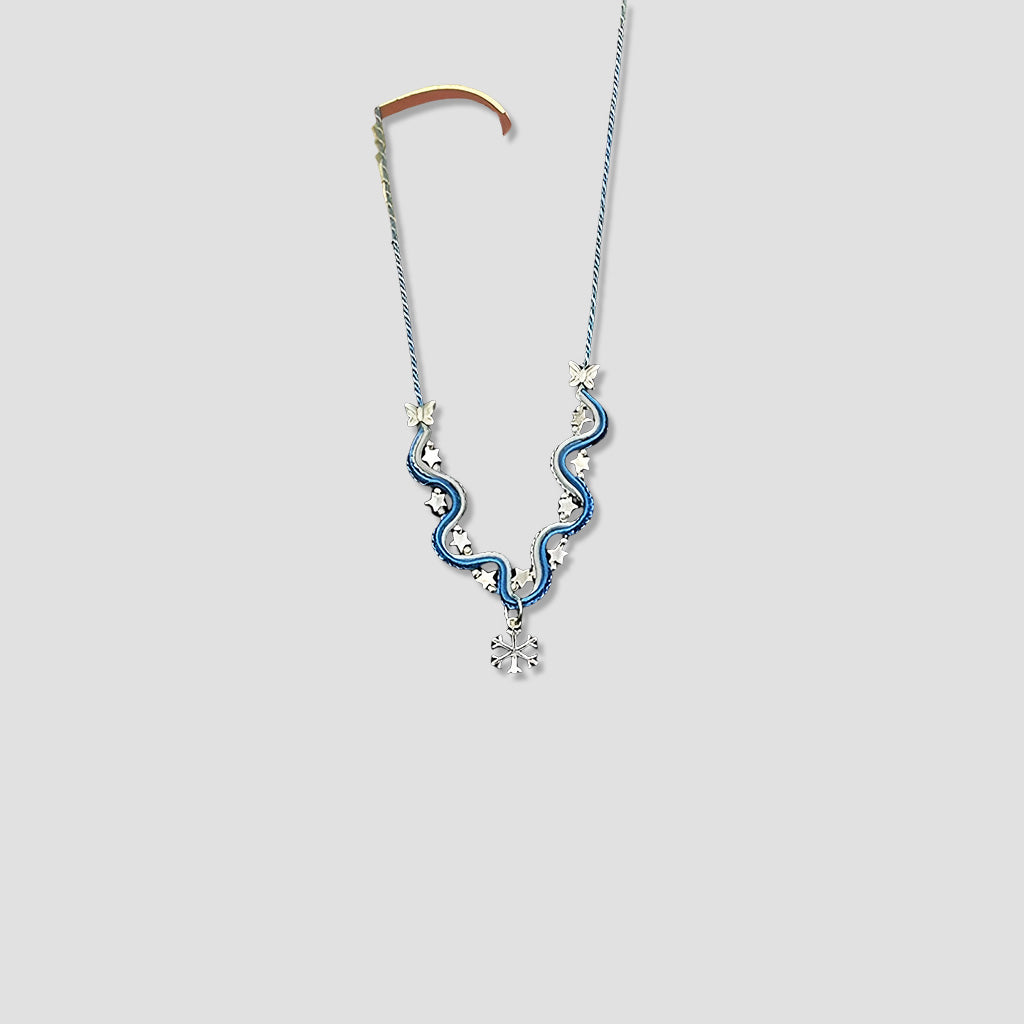 Handcrafted Snowflake and Butterfly Enamel Necklace