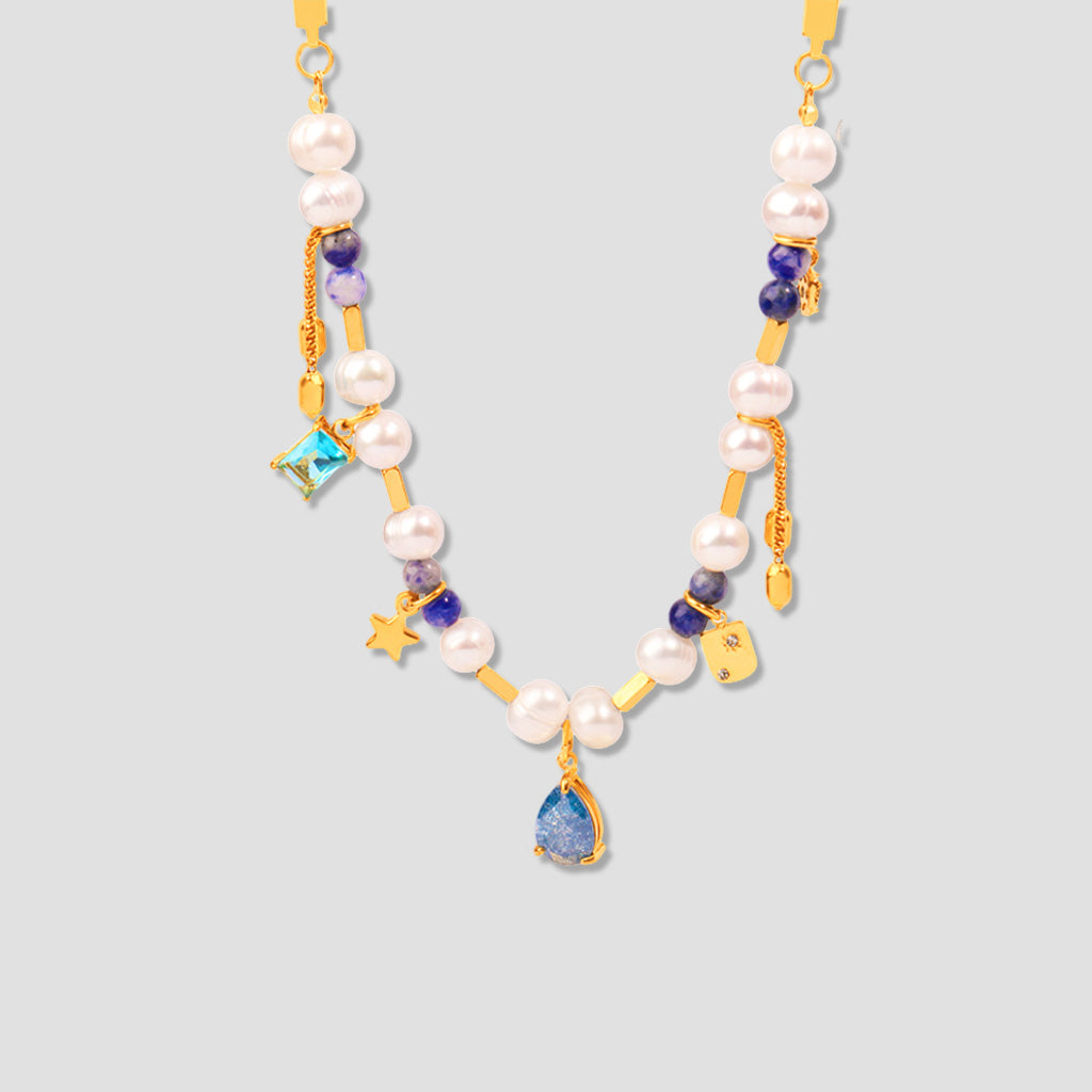 Starlit Calm – Pearl Charm Necklace of Hope