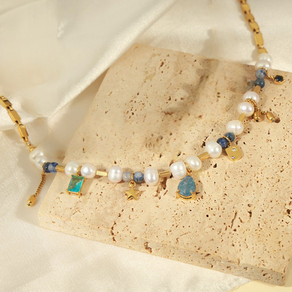 Starlit Calm – Pearl Charm Necklace of Hope