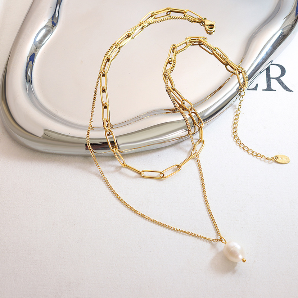 Golden Whisper – Pearl Layer Necklace of Hope
