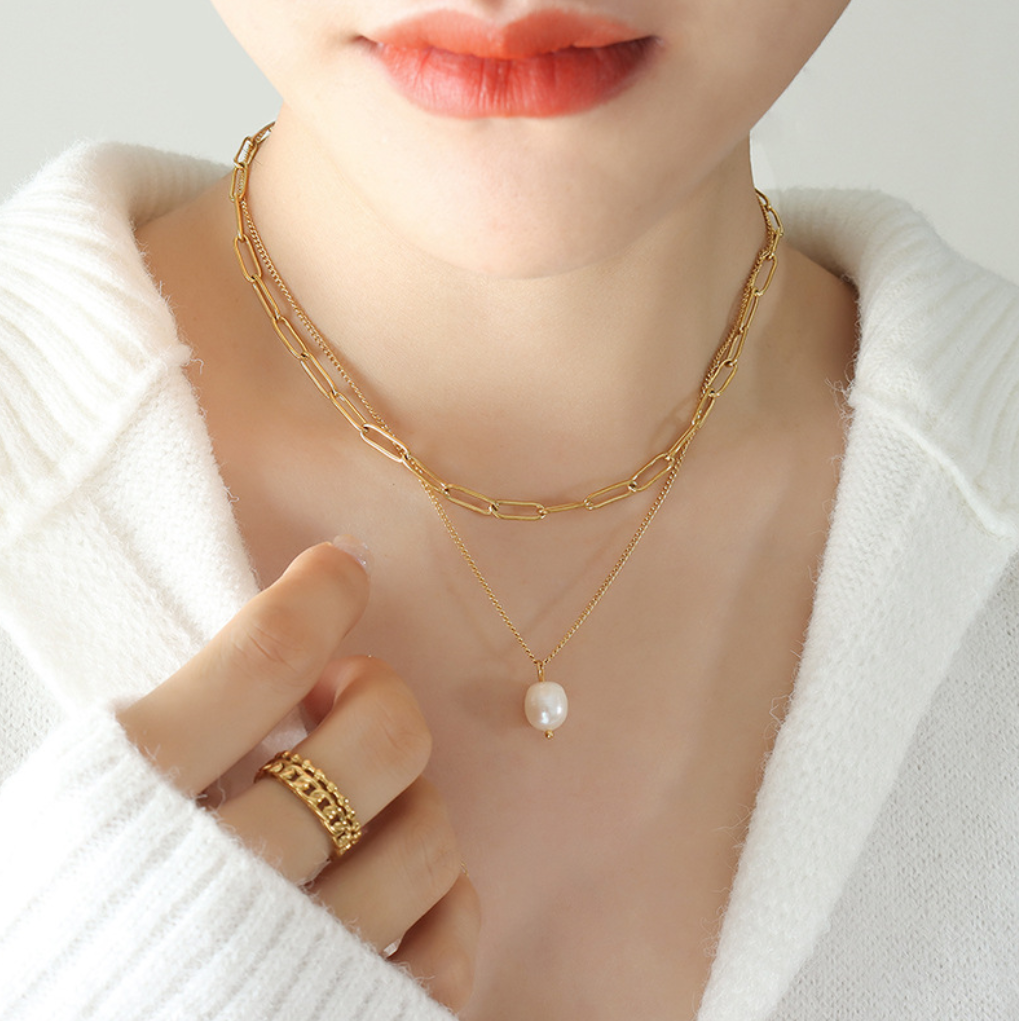 Golden Whisper – Pearl Layer Necklace of Hope
