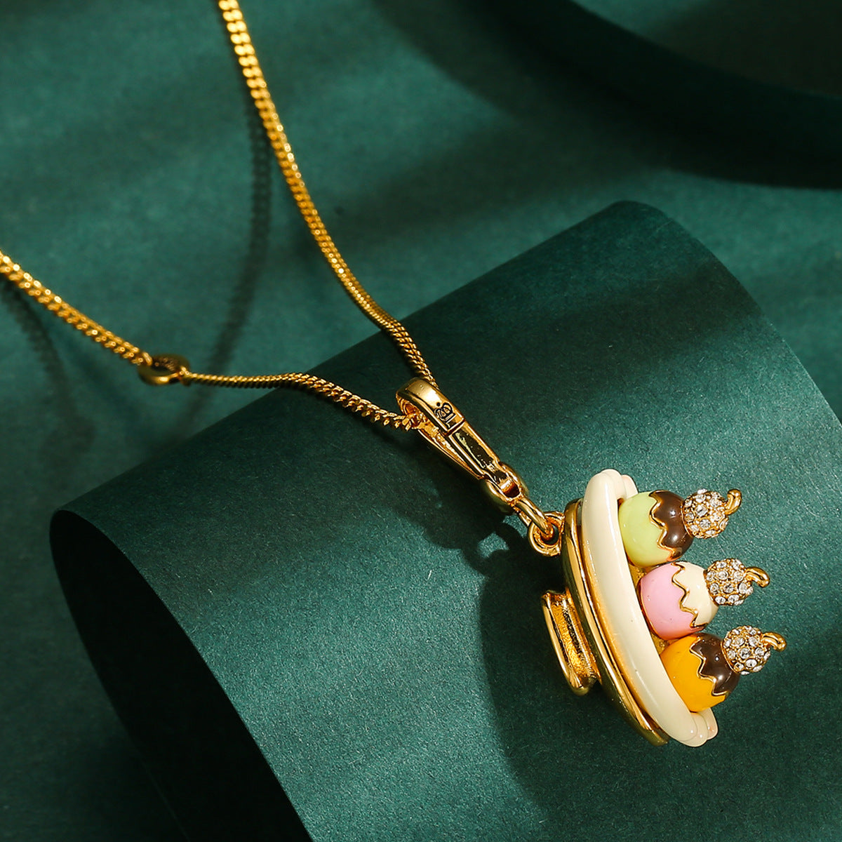 Summer Scoop of Wonder” Enamel Ice Cream Necklace