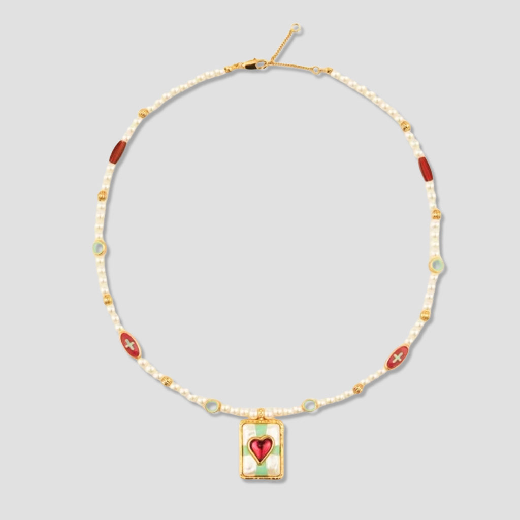 Hope & Heart Beaded Pearl Necklace