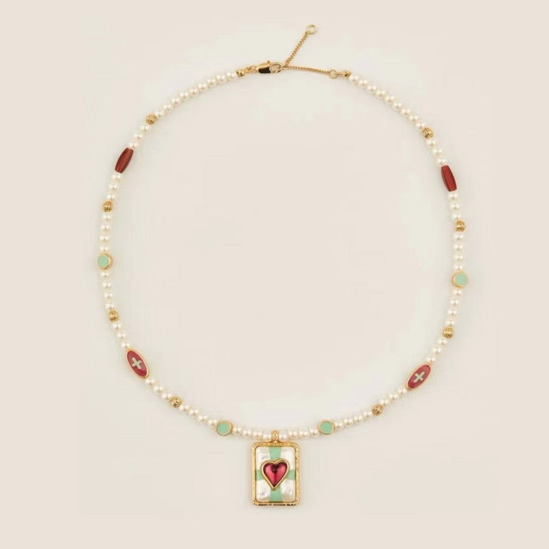 Hope & Heart Beaded Pearl Necklace