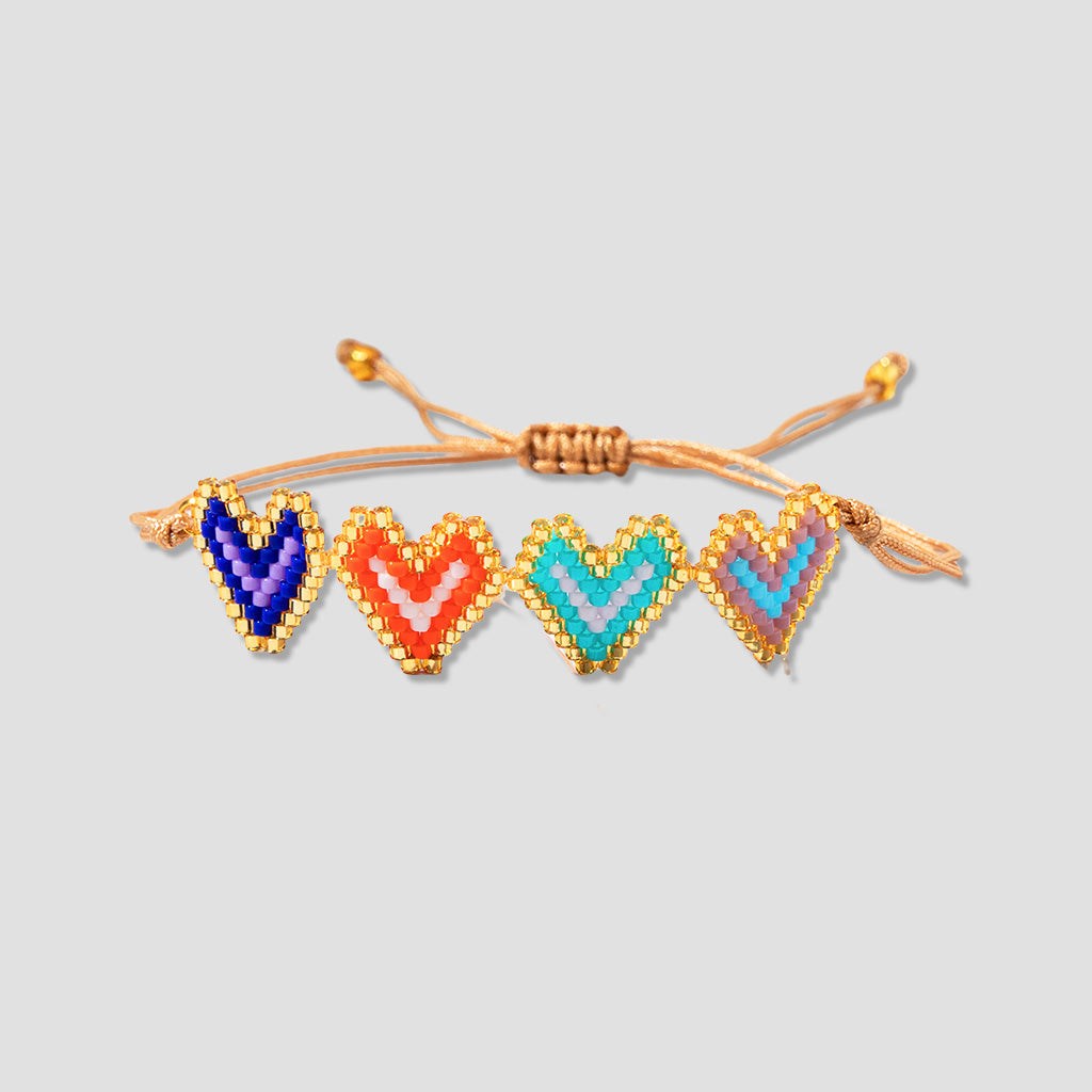 Hope Series – Rainbow Heart Beaded Bracelet