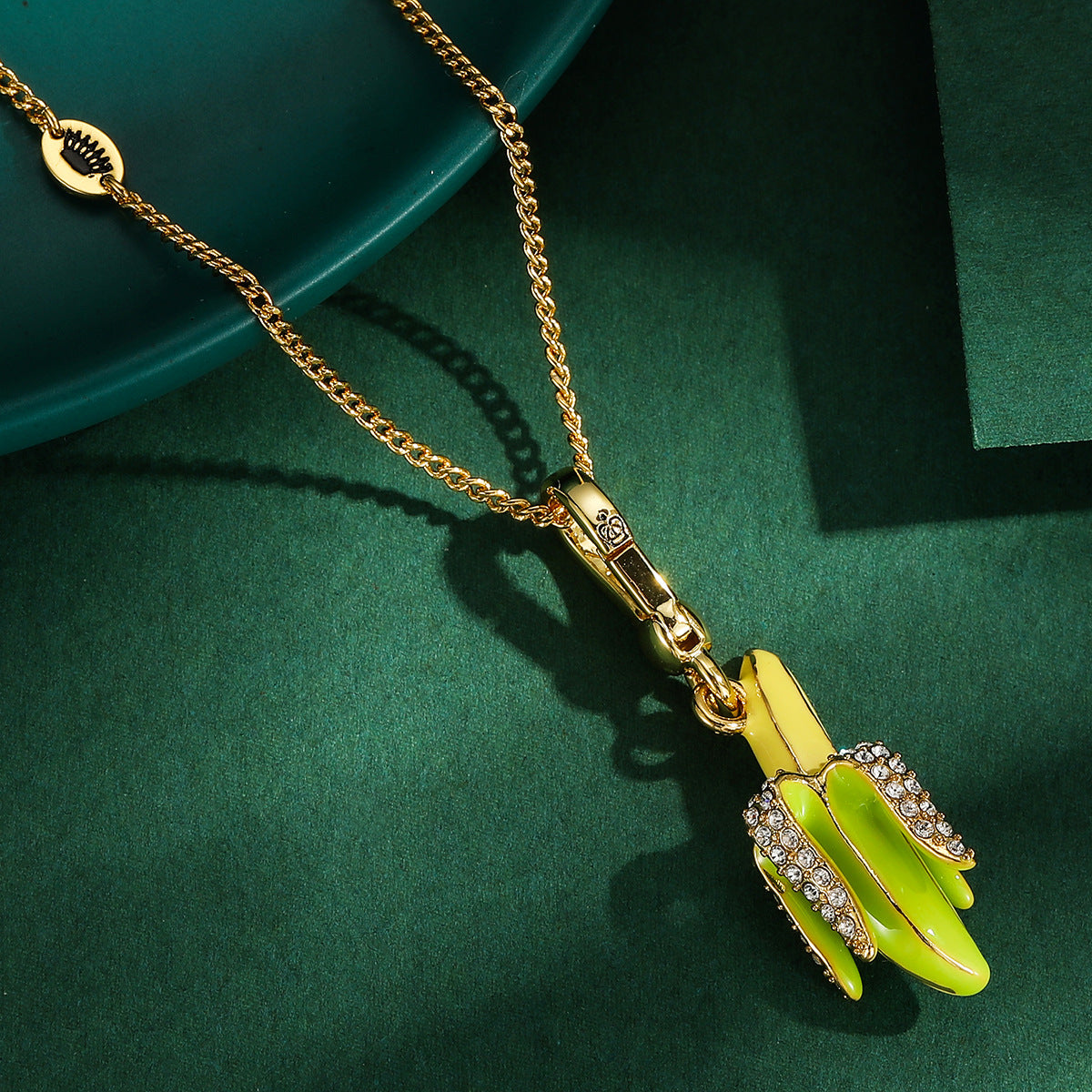 Golden Banana Charm Necklace