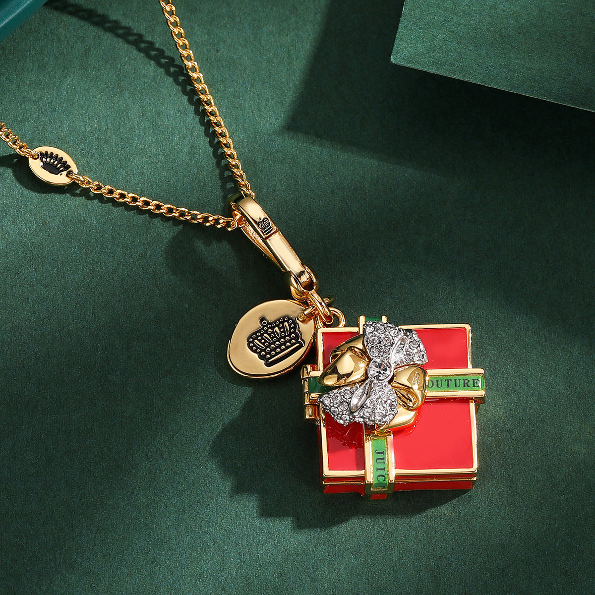 “A Tiny Christmas Wish” Red Gift Box Necklace