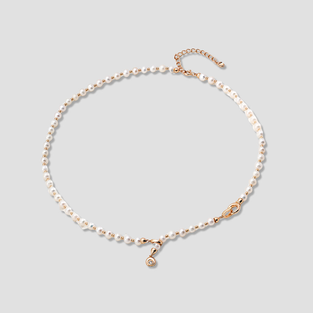 S925 Sterling Silver Natural Pearl Zirconia Necklace