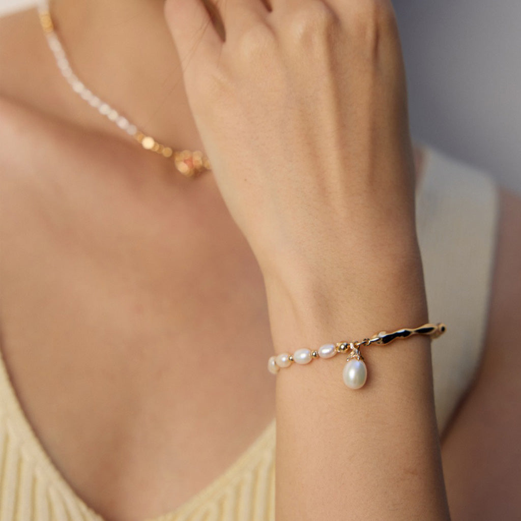 S925 Silver Natural Pearl Adjustable Bracelet