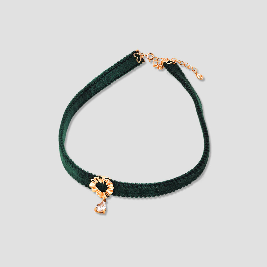 S925 Silver Choker Necklace with Zircon – Velvet or PU Band
