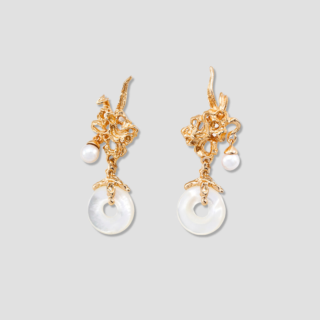 S925 Silver Vintage-Inspired Natural Pearl Mother-of-Pearl Earrings